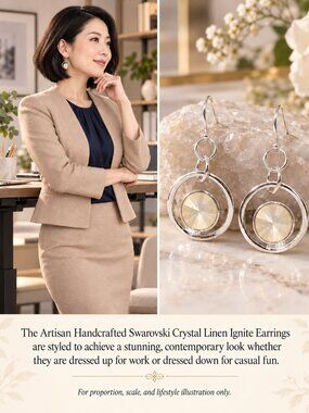 Artisan Handcrafted Swarovski Crystal Linen Ignite Earrings